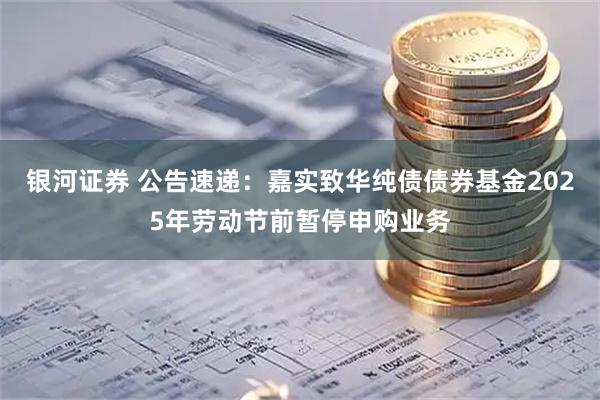 银河证券 公告速递：嘉实致华纯债债券基金2025年劳动节前暂停申购业务
