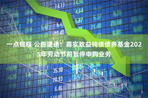 一点钱程 公告速递：嘉实致益纯债债券基金2025年劳动节前暂停申购业务